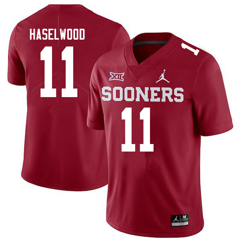 Men #11 Jadon Haselwood Oklahoma Sooners Jordan Brand College Football Jerseys Sale-Crimson